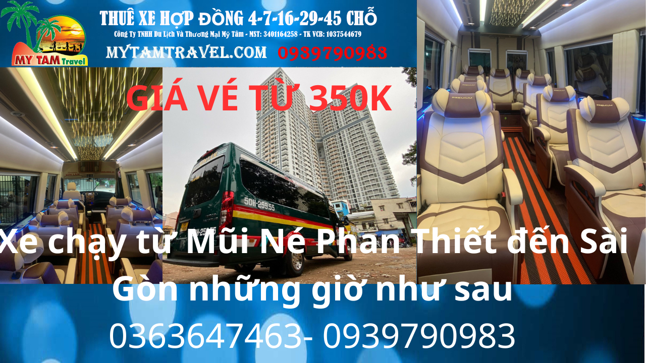 The bus runs from Mui Ne, Phan Thiet to Saigon